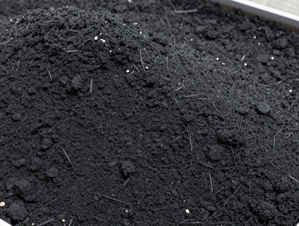 Närbild av bördig, mörk jordmån med växtlighet, naturligt ljus uppifrån, som illustrerar markens mineralinnehåll och ekosystem